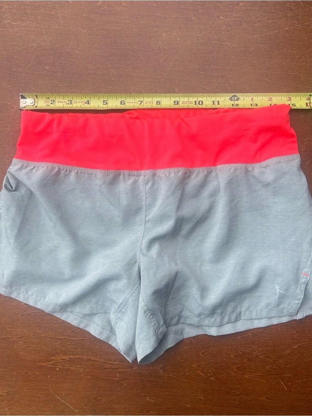 Danskin Gray Athletic Shorts with Bright Coral Waistband